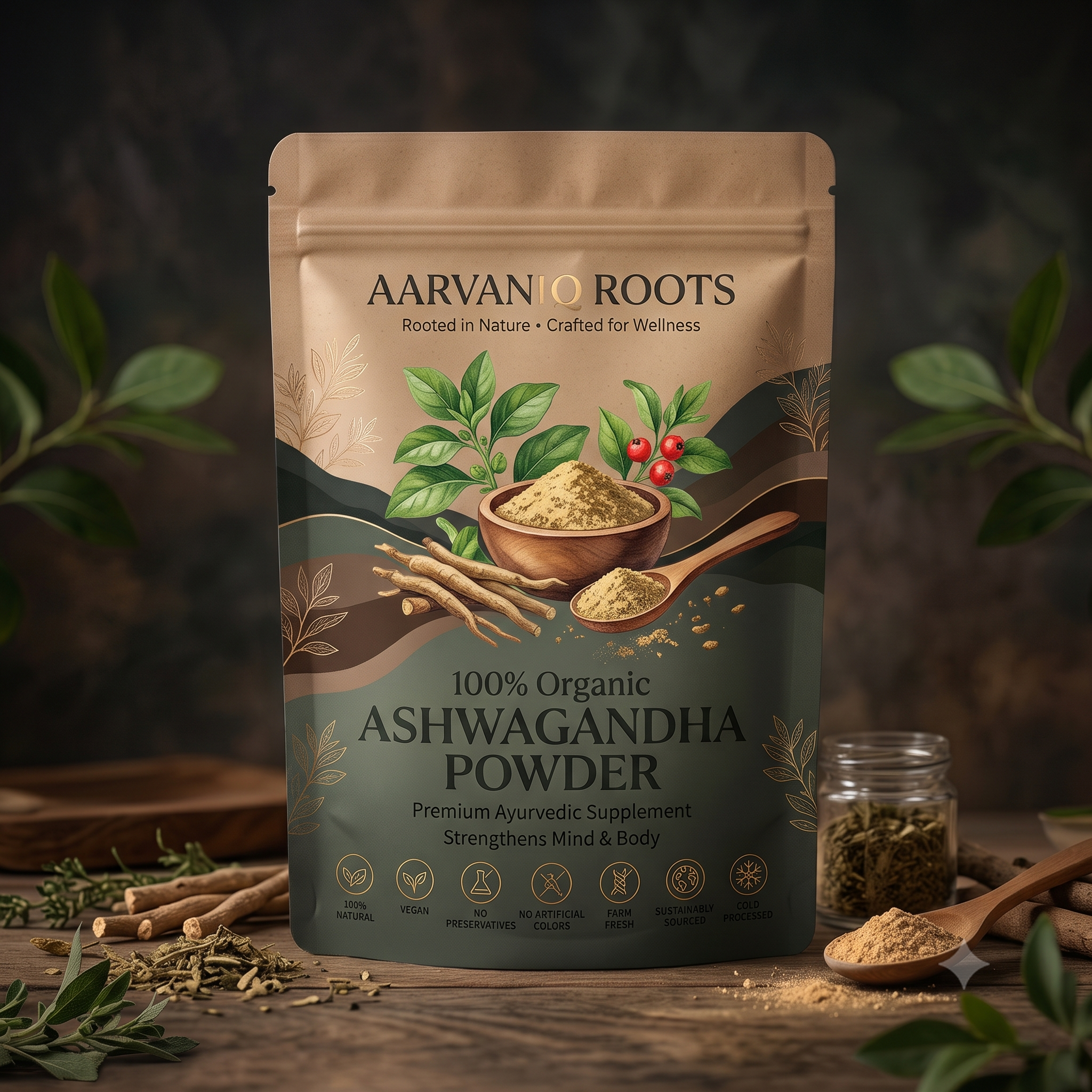 Aarvaniq Roots Natural De-Stress Ashwagandha Powder