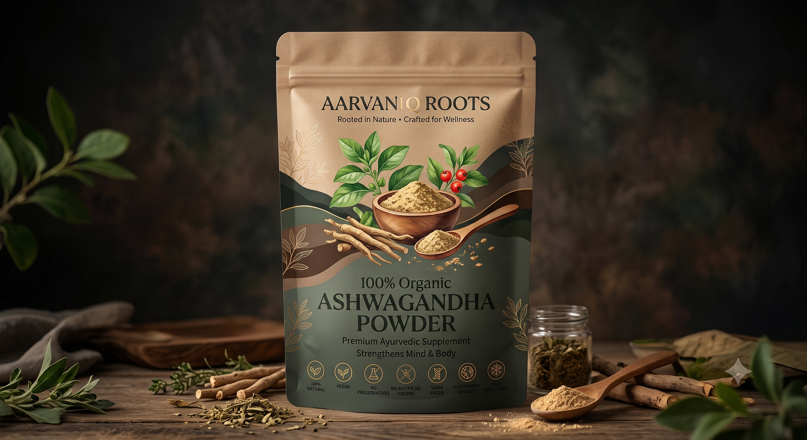 Aarvaniq Roots Natural De-Stress Ashwagandha Powder 2
