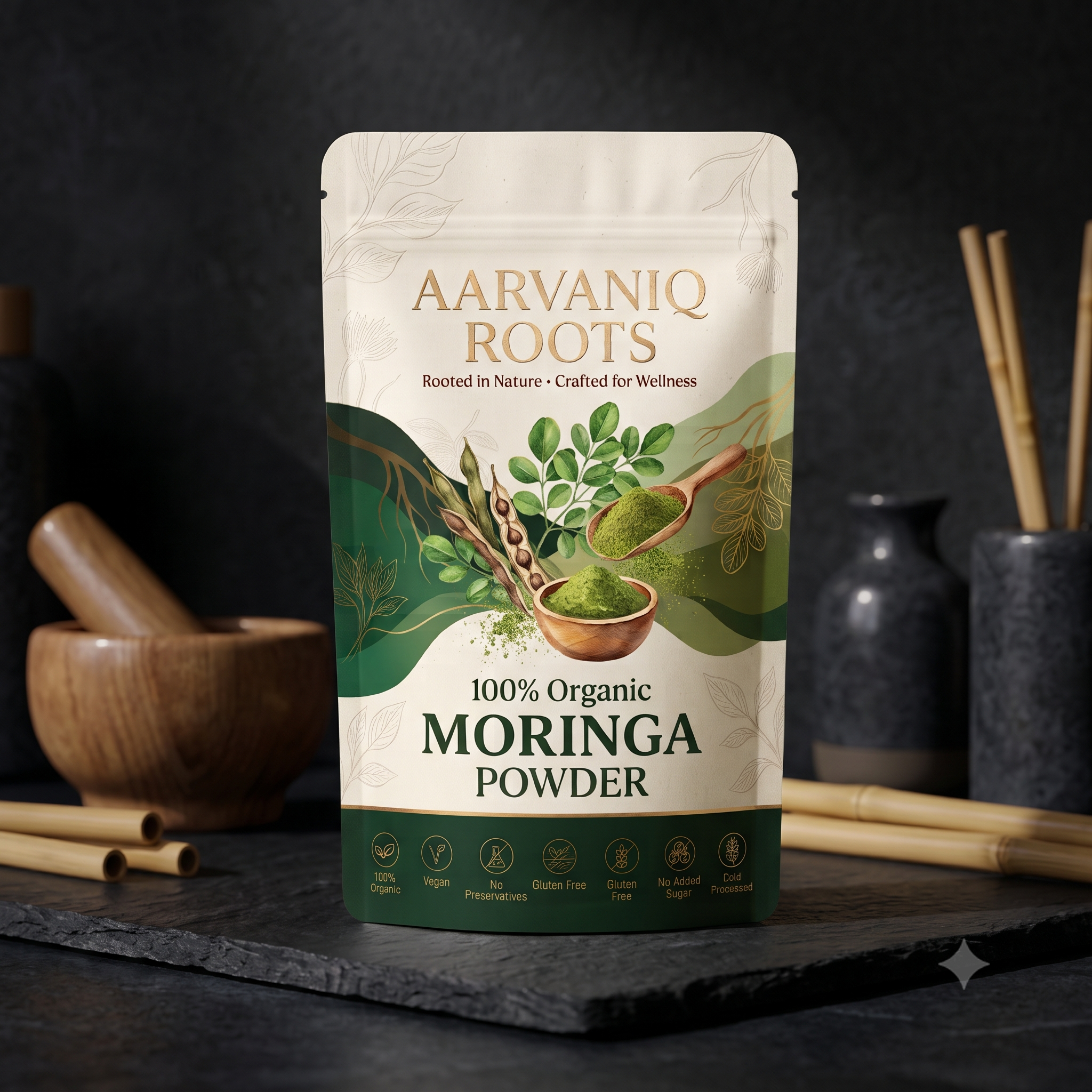 Aarvaniq Roots Ultimate Green Moringa Leaf Powder